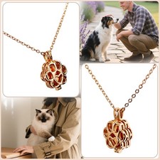 Pet Ashes Commemorative Necklace With Box Paw Shaped For Dog Cat Rose gold