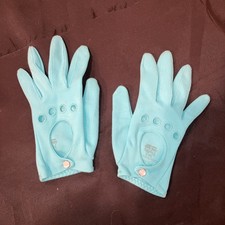 VTG Fownes Turquoise Cutout Driving Gloves Womens S-M / 7-1/2 8-1/2 Snap Wrist