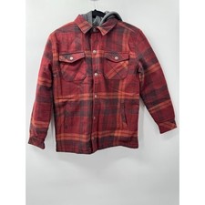 Tommy Bahama Kids XL 14 Red Plaid Zip Button Up Cotton Jacket with Hood