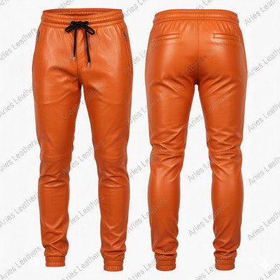 Men's Genuine Lambskin Leather Joggers Pant Stylish Soft Sweat Pant Trousers