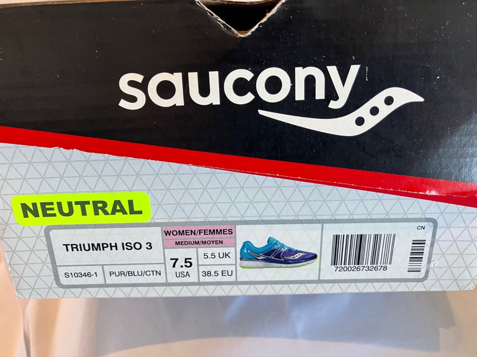 Size 7.5 - Saucony Triumph ISO 3 Women's Purple/Blue/Citron - New With Box NWB thumbnail 6