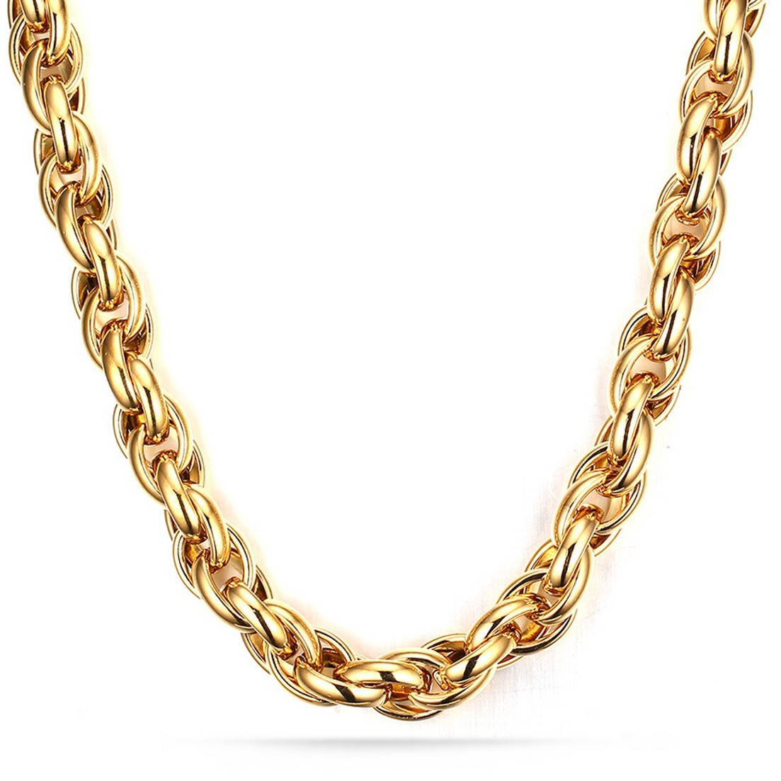 9/11mm Gold Men Necklace Stainless Steel Twist Chain Fashion Mens Necklace Choke