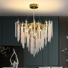 Luxury Gold Crystal Chandelier Light Modern K9 Crystal Pendant for Living Room
