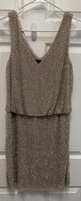 Xscape Beaded Tan Brown Sleeveless Cocktail Mini Dress Size 4