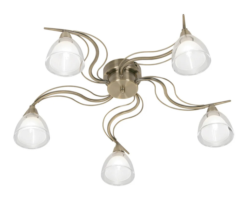 Ceiling Light Brass Portland 5 Antique Oaks Lighting 9504/5 AB