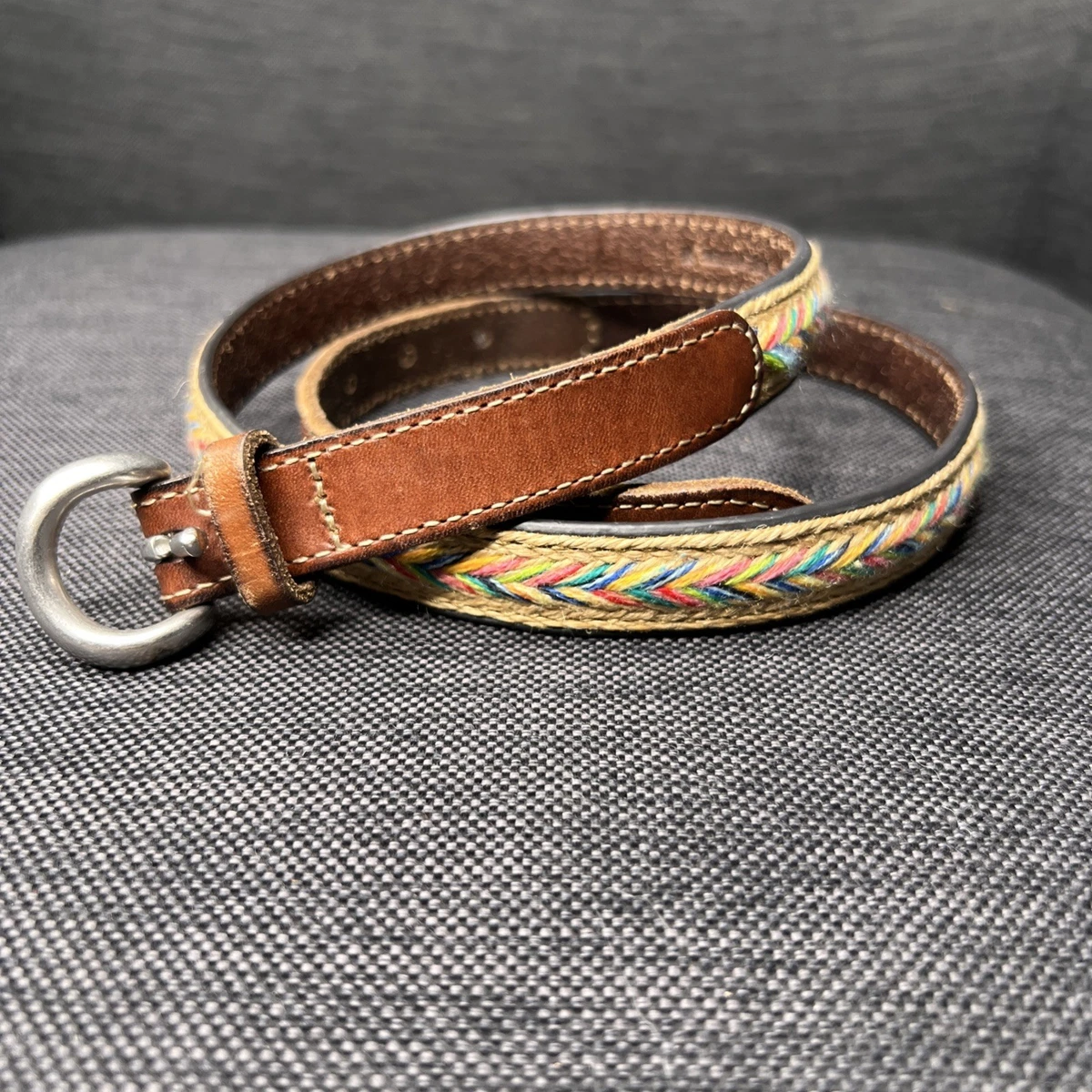 Vintage Barbosa Sz L Black Leather Cowgirl Western Belt Multicolored Crosses Nocona Belt Co. Men main image 2