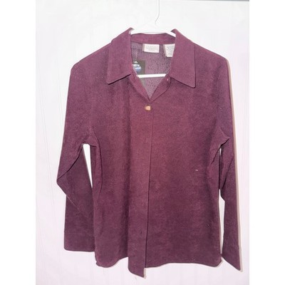 Classic Elements Petite Plum Textured Button Up Shirt M
