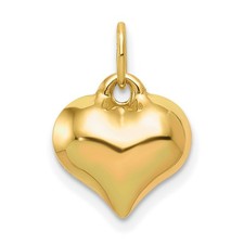 14K Gold Puffed Heart Charm Love Jewelry Pendant 15mm x 11mm