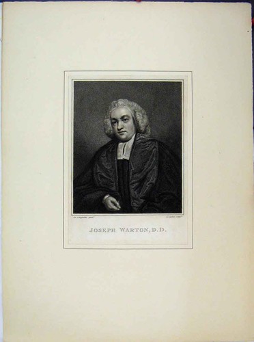 Original Old Antique Print Portrait Joseph Warton Engraving Cardon