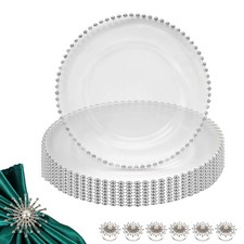 Acrylic Charger Plates Gold/ Silver Trim Elegant Tableware Party Events Decor