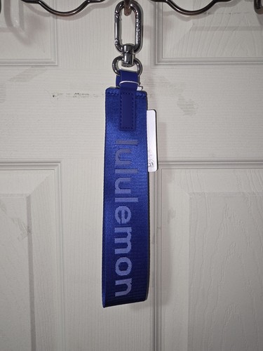 Lululemon Blue Wristlet Key Chain Detachable Clip Fabric/Metal Solid Logo