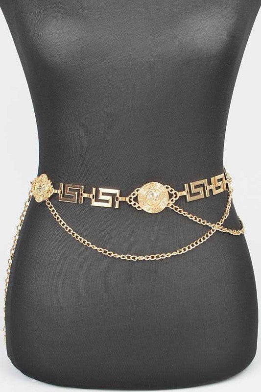 Medallion Iconic Layered Chain Belt