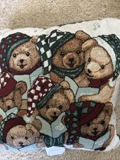 VTG Good Housekeeping American Weavers “Caroling Bears” Christmas Accent Pillow