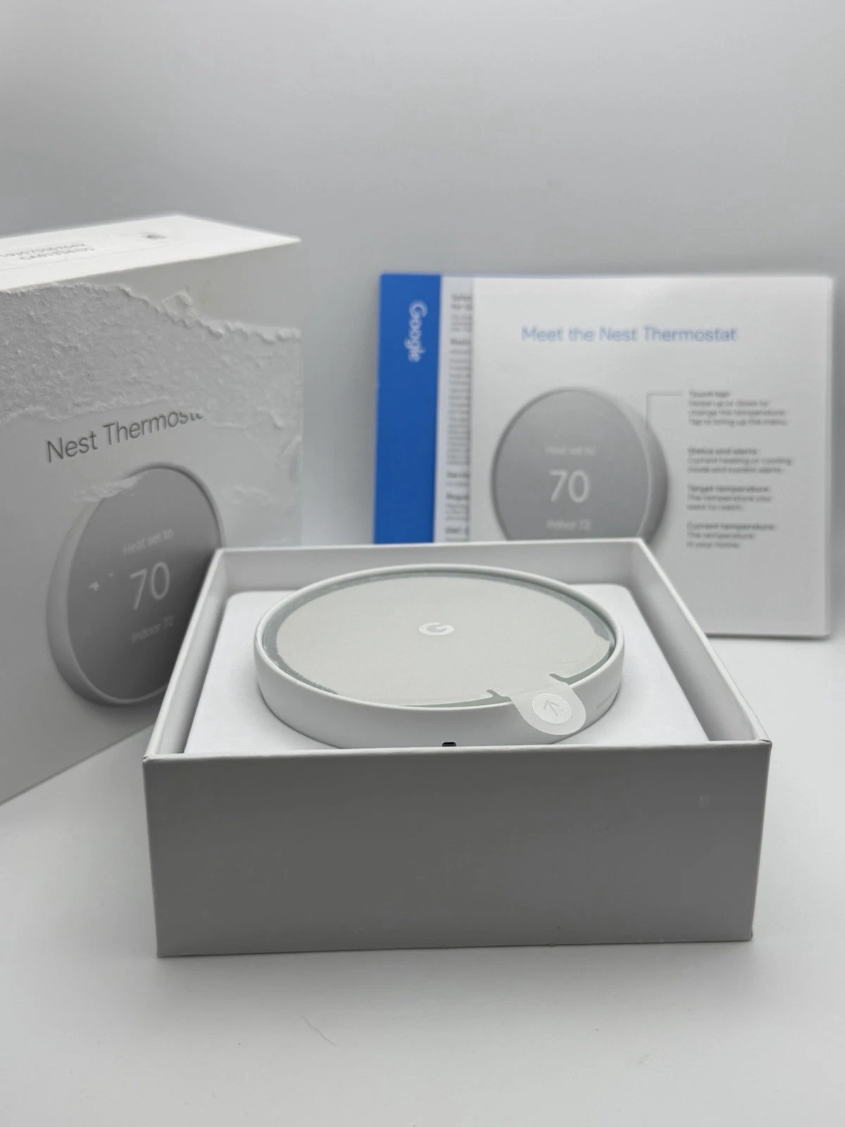 Google Nest Thermostat Model G4CVZ Smart Programmable WiFi Snow Color