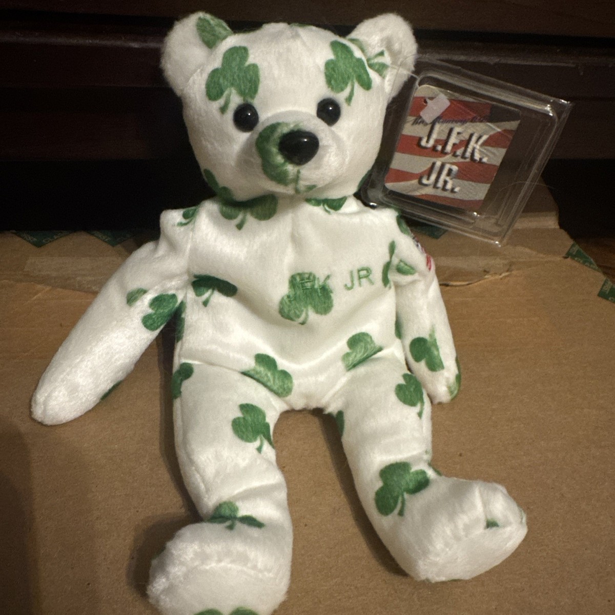 J.F.K. JR. Rest In Peace Clover Bear Memorial Beanie Baby Style