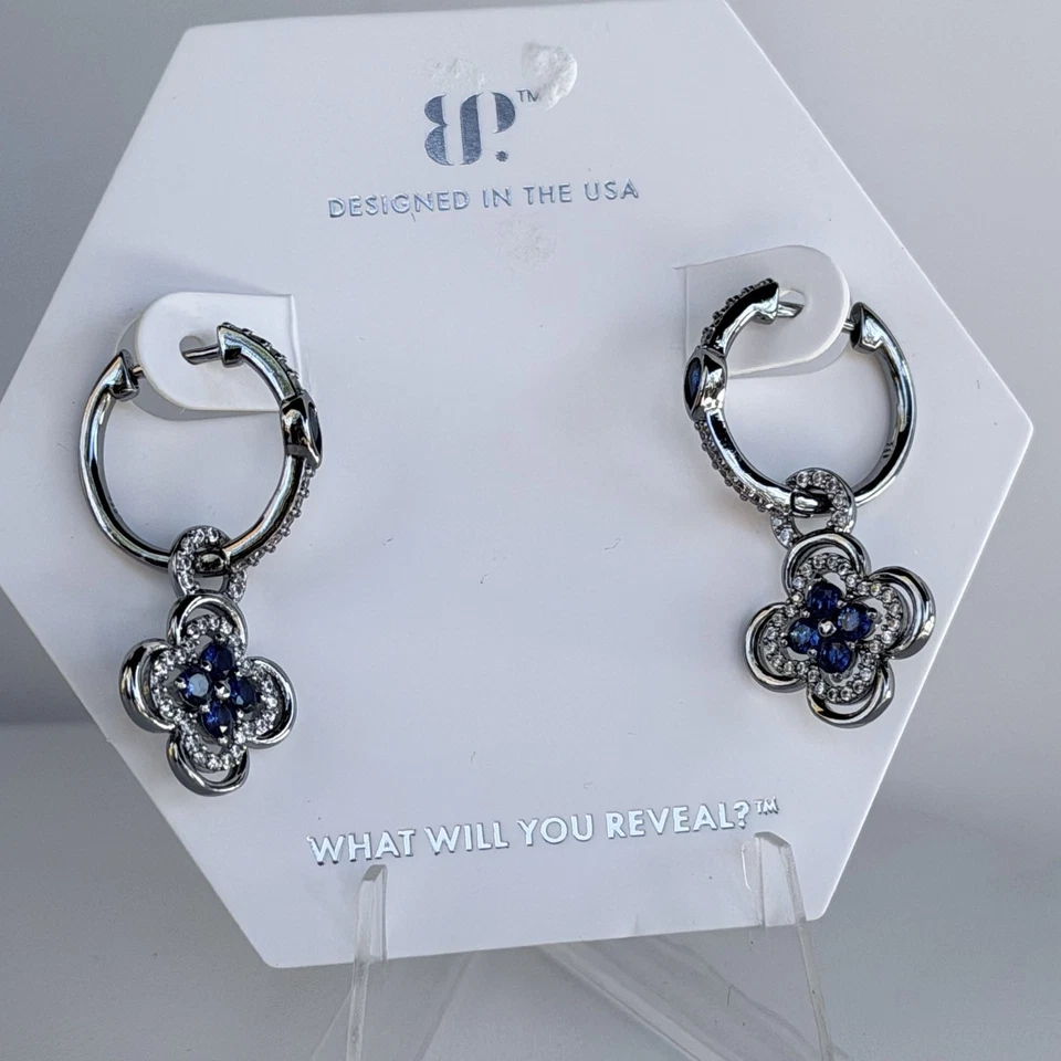 Bomb Party September Earrings "Dripped In Secrets" Clover LC Sapphire Hematite Foto 3 de 4