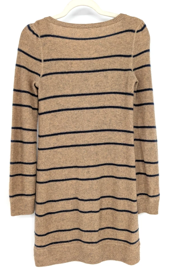 Vestido Suéter Henley a Rayas Azul Marino Tostado Mezcla Cachemira Juicy Couture Pequeño Preppy Y2K Foto 2 de 4