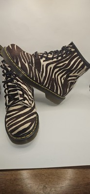 Dr Martens 1460 Zebra Hair On Leather Boots UK 7 Brown Pony Hair Rare Worn Once