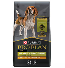 Purina Pro Plan Weight Management Dog Food, Shredded Blend Chicken Rice, 34 lb