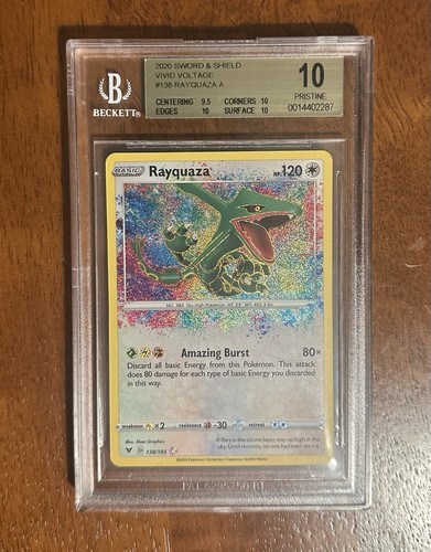 Pokémon 2020 Vivid Voltage Rayquaza Amazing Rare Holo 138/185 BGS 10