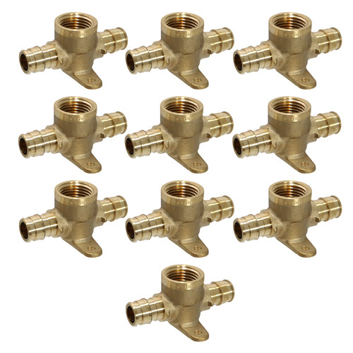 10 Pack XFITTING 1/2" Pex A Female Tee w/ Drop Ear, Female NPT