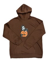 Scream Horror Ghostface W Pumpkin Halloween Hoodie Brown Unisex L Polyester UEC