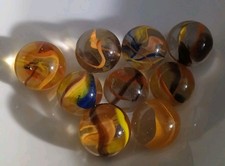 9 Vintage UV Reactive Glass Marbles Glow Neon Pink/Blue Blacklight
