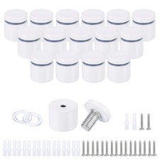 16Pcs 63/64"x1-1/16" Standoff Screws Stainless Steel Mirror Wall Mounting, White