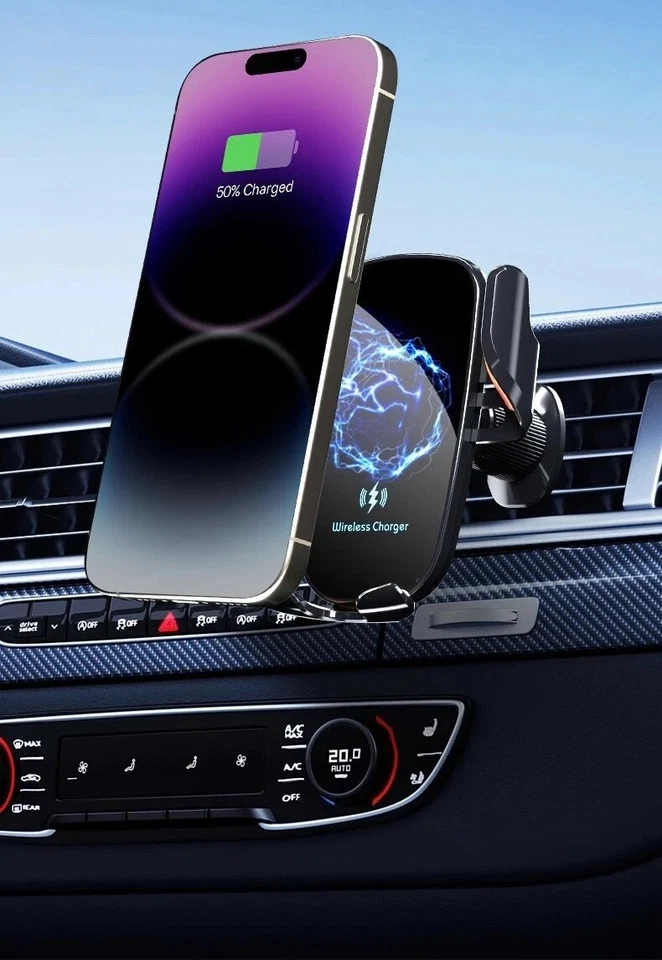 Car Wireless Charger Clamping Phone Holder Mount For mobile pones Air Vent - Image 4 of 4