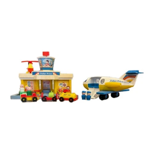 Vintage 1980s Fisher Price Little People Play Family Airport Jetport