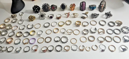 Vintage to Now Costume Jewelry Lot of Rings More than 50 Resell or Wear