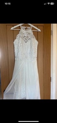 Lipsy Spitze Elfenbein Hochzeit Brautkleid Größe 12