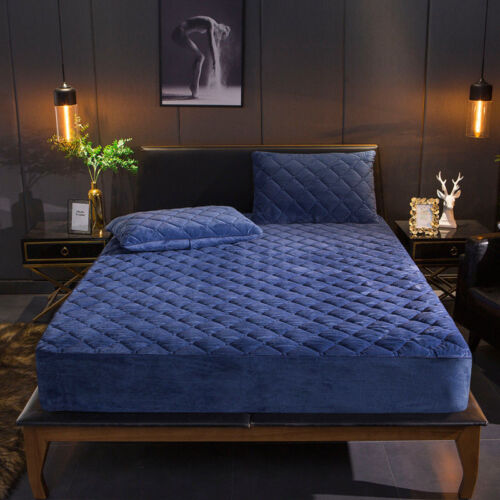 Crystal Velvet Thicken Cubierta de colchón acolchada Warm Soft Plush Bed Fit Sheet  - Imagen 1 de 20