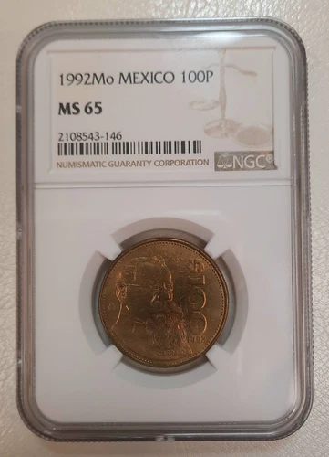 1992 MO MEXICO 100 PESOS  -- NGC MS 65, FINEST KNOWN