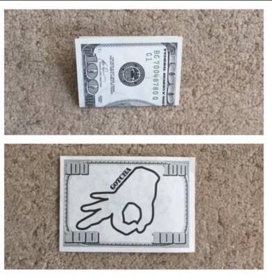 Trick Realistic 100 Dollar Bill (Circle Punch Game meme) funny prank Magic Trick