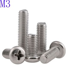 M3 x 0.5 201 Stainless Steel Phillips Pan Head Screws DIN 7985 A Machine Thread