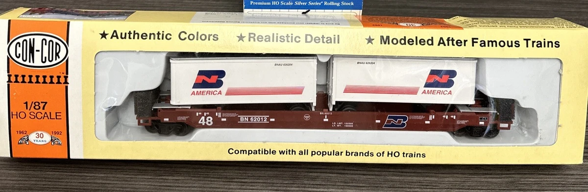 CON-COR Wagon combiné (Trailer Flatcar) 70ft rouge + semi JB