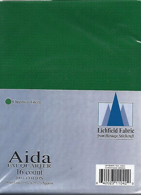 Lichfield Stoff ''Christmas Green'' 16 Stück Aida Fat Quarter