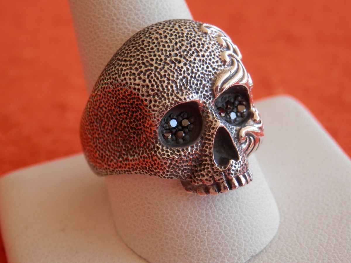 David Yurman Sz11 Men's Ring SSilver Waves Skull with Pave David Yurman Sz11 Men's Ring SSilver Waves Skull with Pave