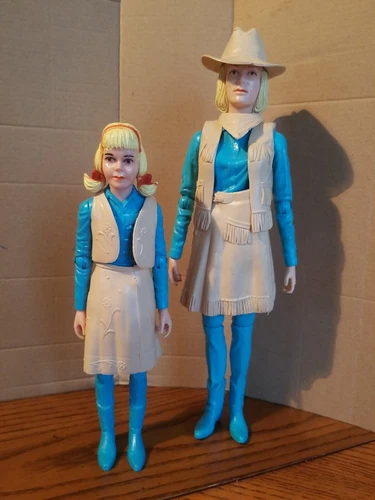 Vintage Jane West Doll & Jodie West Louis Marx Co 1965 w/ Vests Skirt Wild West