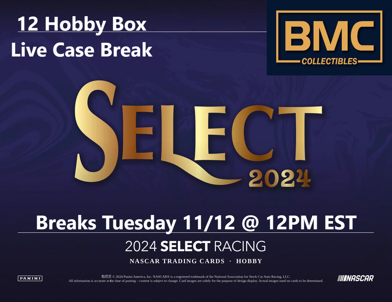 Christopher Bell 2024 Panini Select Hobby 1x Case NASCAR Break #12