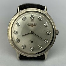 Vintage Longines oro bianco 14 kt quadrante diamanti calibro 370 17 gioiello