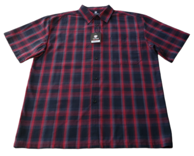 YAGO BLACK BURGUNDY GRAY SS PLAID SHIRT OLD SCHOOL OG LOWRIDER 