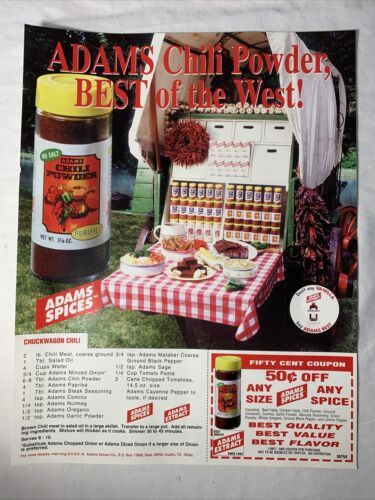 ADAMS Chili Powder, BEST of the West! Adams Spices Recipe Page - Picture 1 of 3