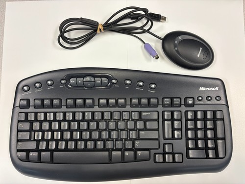 Microsoft Wireless Multimedia Keyboard 1.1 Model 1014 w Receiver Dongle TESTED