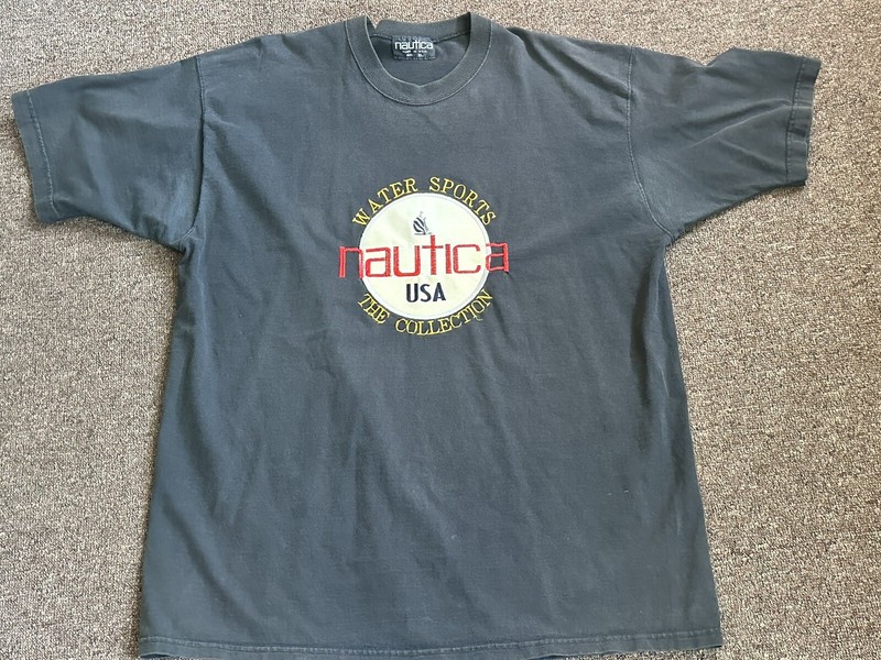 Vintage 90’s Nautica Leather Patch Booty T Shirt Lil Yachty