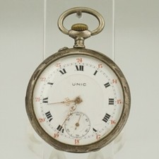 Rare UNIC Silver Pocket Watch Men's no fusee duplex chronometer no repeater RAR