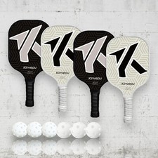 Set of 4 KINVEPU Pickleball Paddles, Fiberglass Rackets, Accessories  .