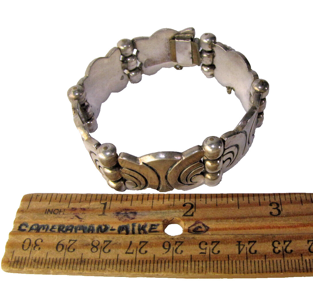 Vtg Solid Sterling Silver Bracelet Primitive Desi… - image 5