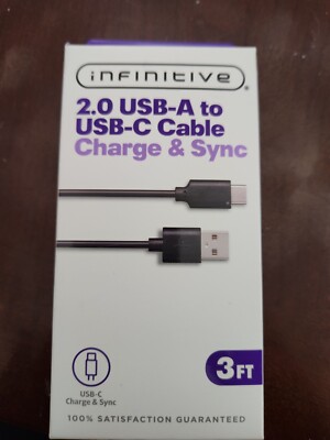 Infinitive 2.0 USB-A to USB-C Cable Charge & Sync; 3 Foot Cable Samsung Nokia HH